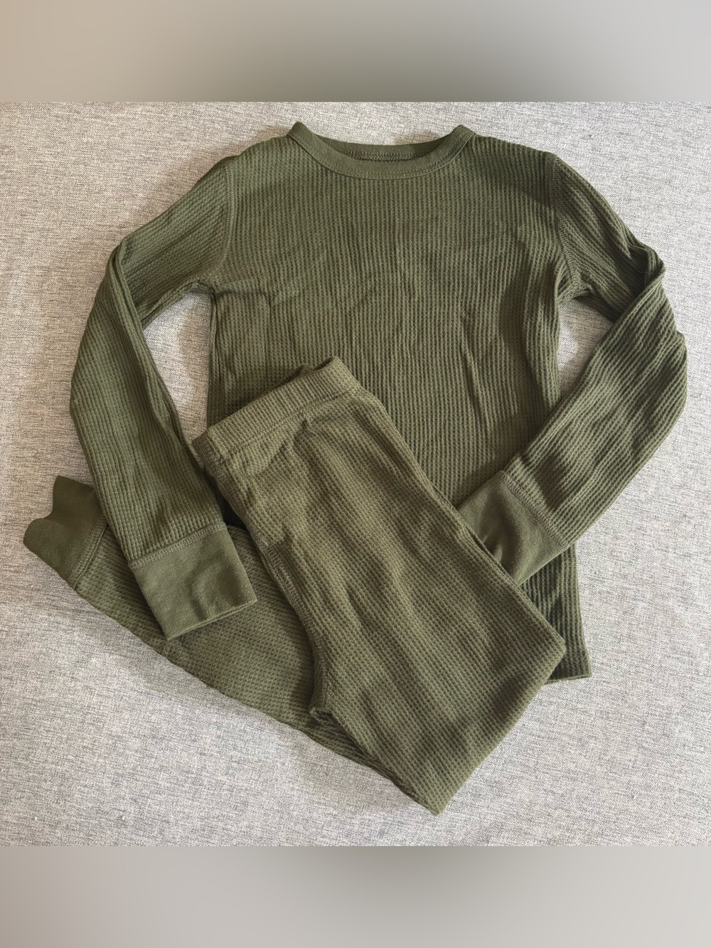 Athletic Works Dark Green Thermal Pajama / Layering Set - S 6/7